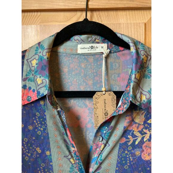 Natural Life | NWT Boho Multicolor buttoned long sleeve kimono duster | Medium - Picture 3 of 6